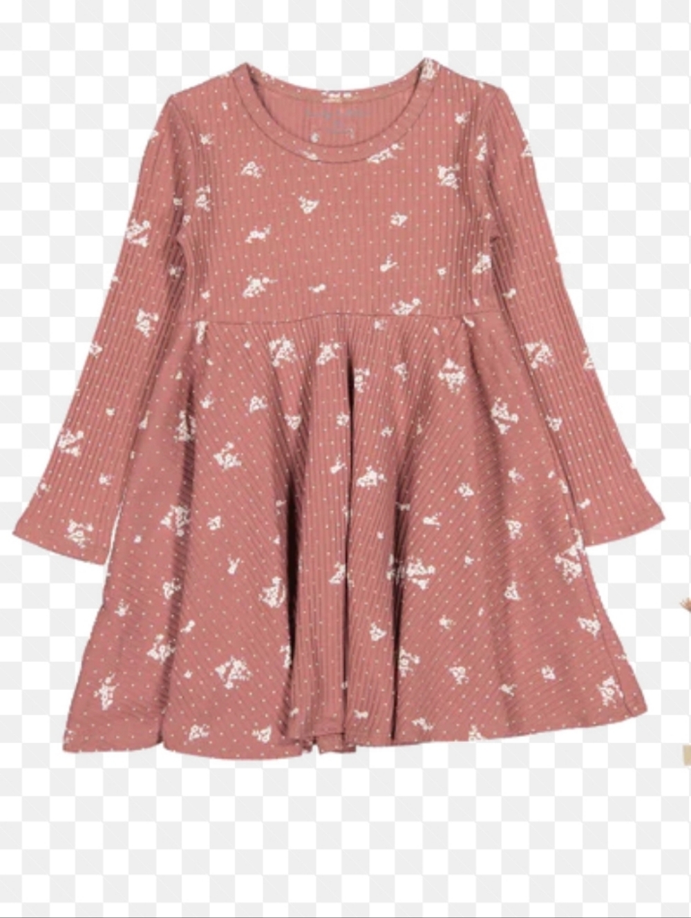 Lovely Littles Girls' Dusty Rose Floral Long-Sleeve Casual Dress